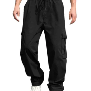 Men's Drawstring Loose Cargo Long Pants